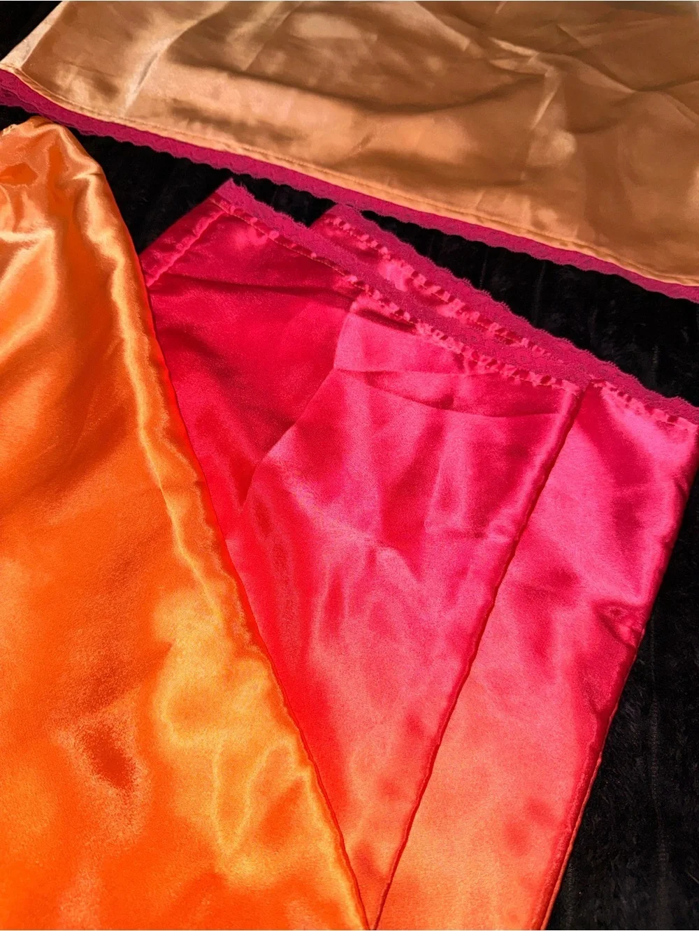 Valerie Stevens Orange & Hot Pink Satin Camisole and Pants Set